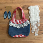 Vintage Geschenkbox Rustic Charm mit Mini Tasche, Denim Ohrringen und Spitzenschal